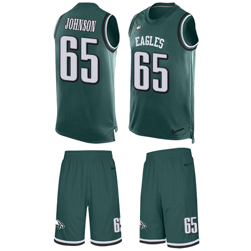 Nike Eagles #65 Lane Johnson Midnight Green Team Color Men's Stitched NFL Limited Tank Top Suit Jersey - Click Image to Close